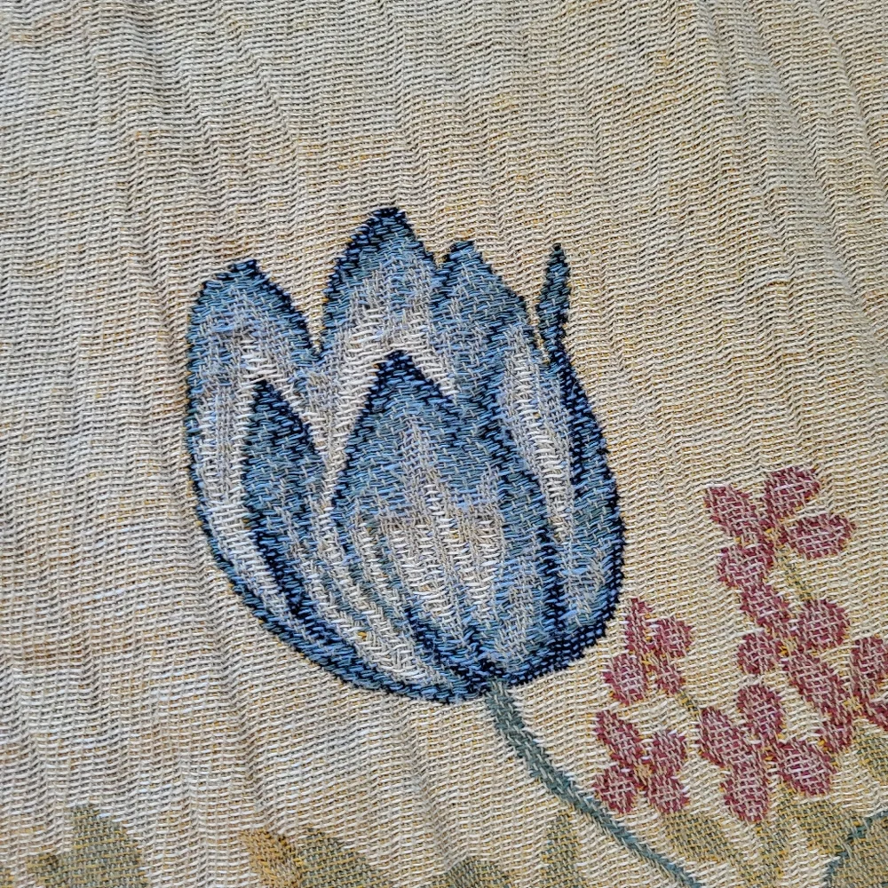 Floral Woven Cotton Tapestry Fringed Throw Blanket